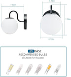 Industrial Bedroom Wall Sconce Black Indoor Wall Light Fixture Milk White Globe - Image 3