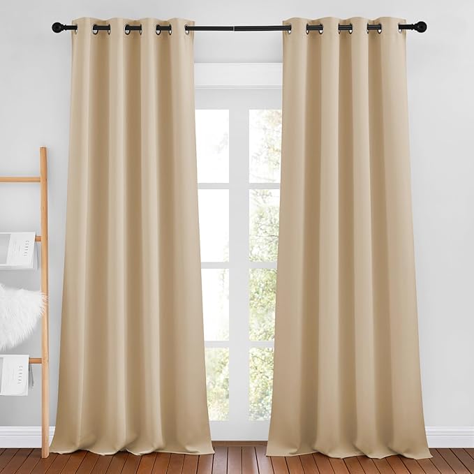 NICETOWN Biscotti Beige Curtains 96 inches Long, Grommet Thermal Insulated by NICETOWN