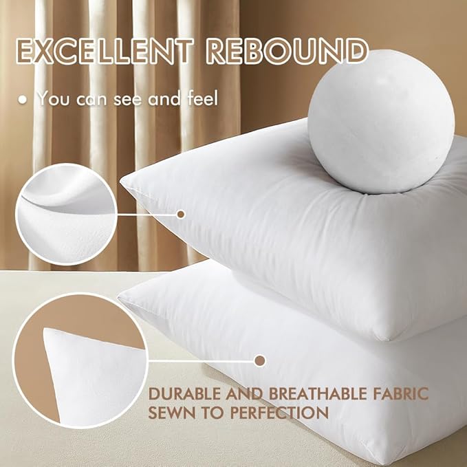 MIULEE 16x16 Inches Pillow Inserts Pack of 2, Decorative Throw Pillow Inserts - Image 3