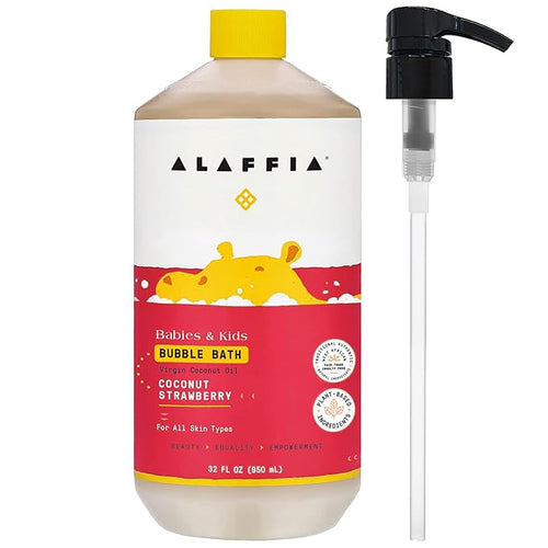 Alaffia Babies & Kids Bubble Bath, Coconut Strawberry, Pump Included – Gentle by Alaffia