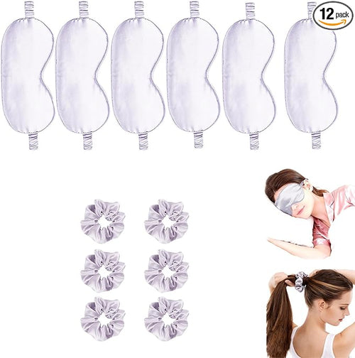 12Pcs Silk Sleep Masks Satin Eye Mask Silky Eyes Cover Blindfold Eyeshade Hair by WJingYiJia