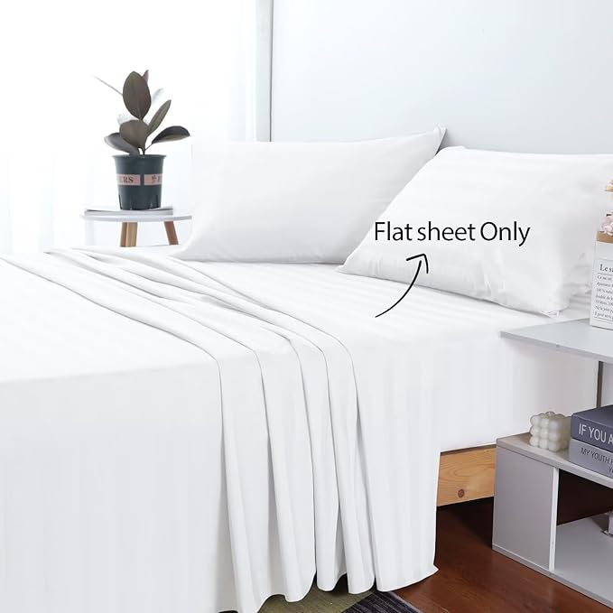 2-Pack Cotton King Flat Sheet Only, 600 Thread Count 100% Egyptian Cotton Top - Image 2