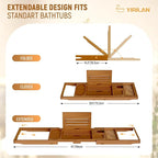 Yirilan Teak Bathtub Tray for Tub, Bath Table Tray for Tub Wood, Bathtub Caddy - Image 2