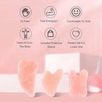 Gua Sha Facial Tools Set of 3 Guasha Massage Tool Rose Quartz Gua Sha Scraping - Image 2