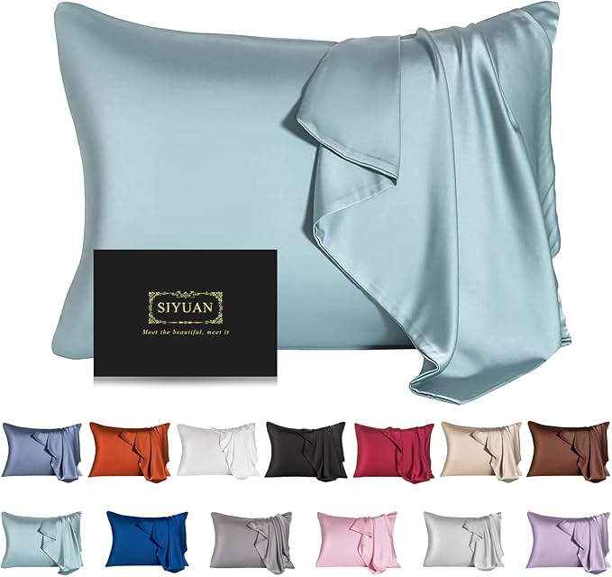 Mulberry Silk Pillowcase for Hair and Skin, Standard Size Cooling Silk Pillow by SIYUAN
