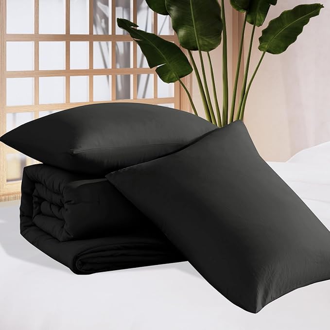 WRENSONGE Comforter Full Size, 3 Piece Black Soft Full Comforter Sets- Warm - Image 7