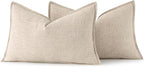 MIULEE Decorative Linen Lumbar Pillow Covers 12x20 Inch Natural Beige Boho - Image 6