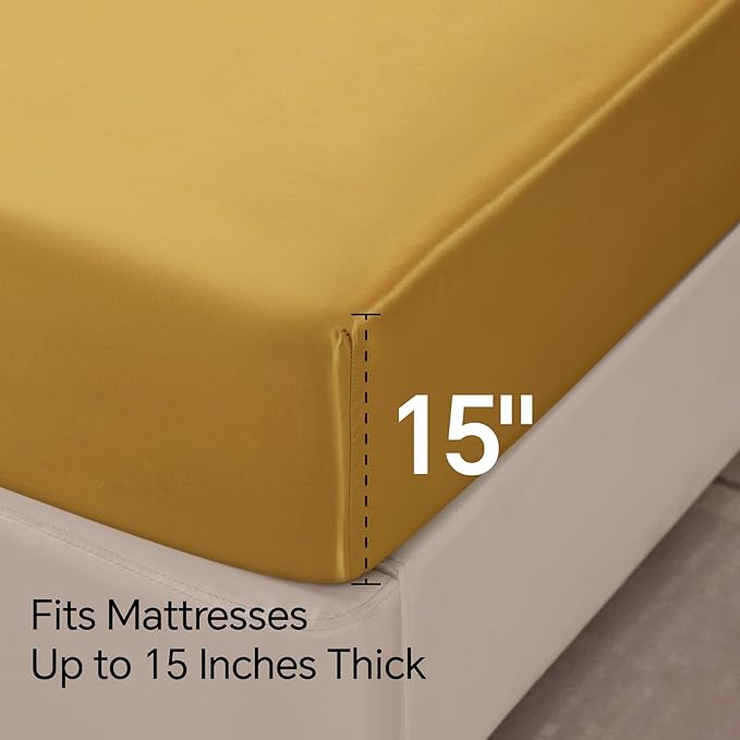 BEDELITE Satin Fitted Sheet and Pillowcase Set, Luxury Soft Similar to Silk - Image 5