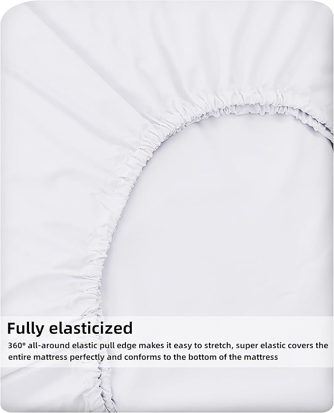 HBHLFZ Full Fitted Sheet Only, Soft Breathable Bottom Sheet - Image 5
