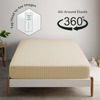 Feather & Stitch 1 Piece Fitted Sheet King Size, 100% Cotton Damask Sateen Weave - Image 4