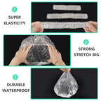 Keeygo Disposable Shower Caps 100 PCS Bath Caps Clear Waterproof Plastic Wraps - Image 2