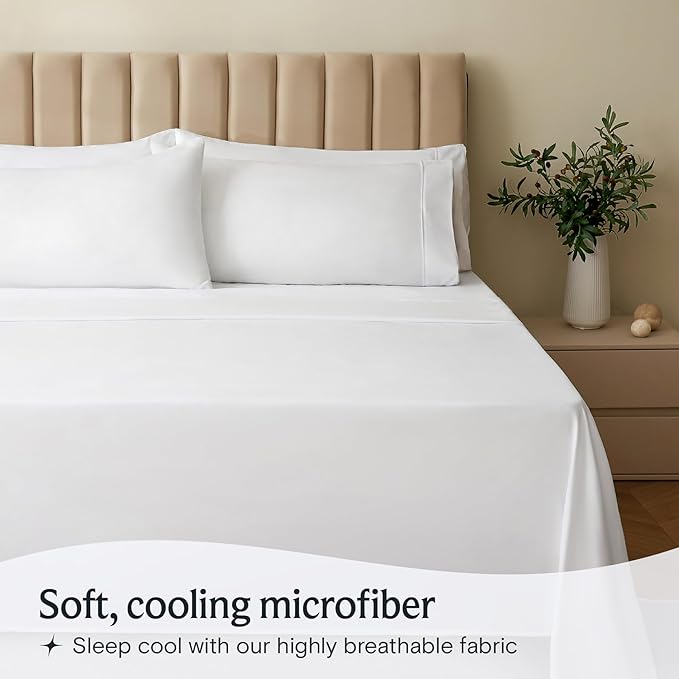 LuxClub 4 PC Full Sheet Set, Deep Pockets Wrinkle Free Cooling Bed Sheets Hotel - Image 3
