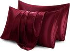 Aormenzy Satin Pillow Cases for Women Standard Size Set of 2, Burgundy Satin - Image 6