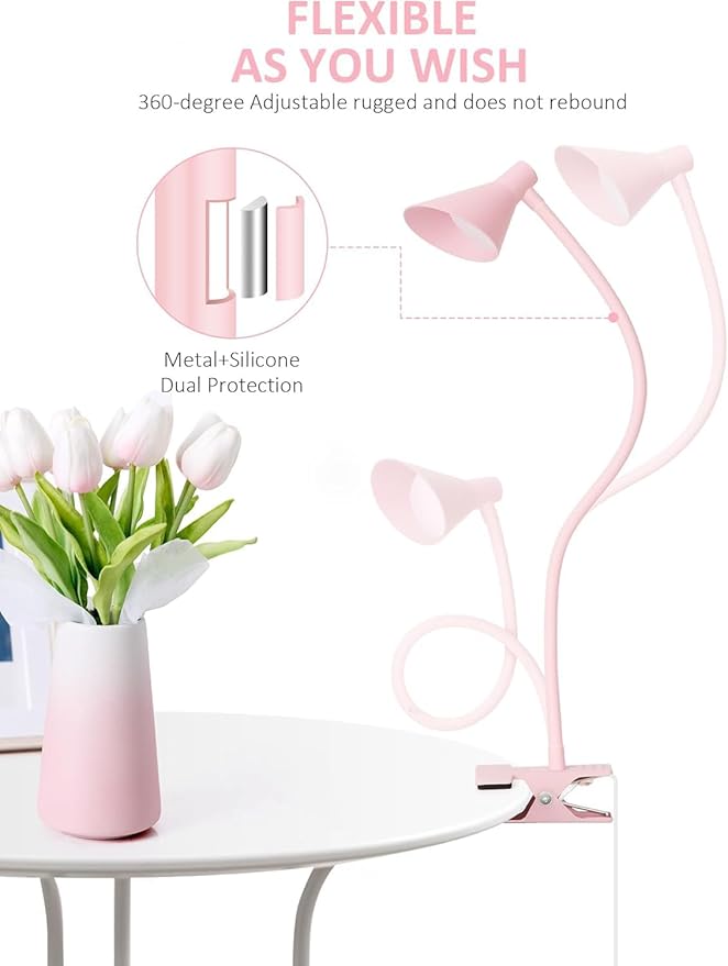 Clip on Light USB Reading Light, Eye Care Dimmable Reading Lamp Flexible Goose - Image 4