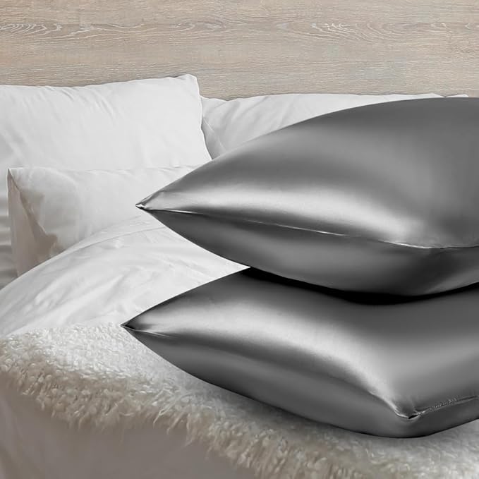 AUAUY 2 Pack Satin Silk Pillowcase, 19.69x29.53in Silk Pillowcases - Image 4
