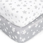 Crib Sheets for Boys or Girls 2 Pack, Fitted Crib Sheet for Standard Size Crib by Moonsea