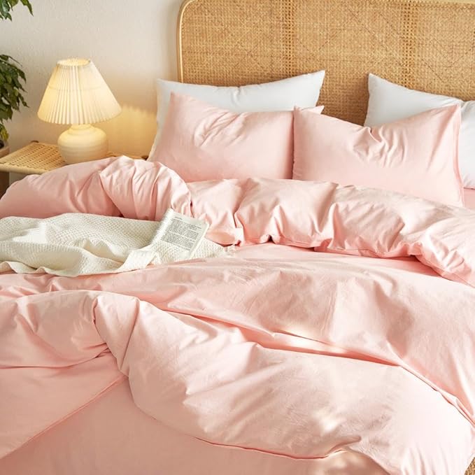 Wake In Cloud - Cotton Duvet Cover Set, Full Size, 100% Washed Cotton, Linen - Image 5