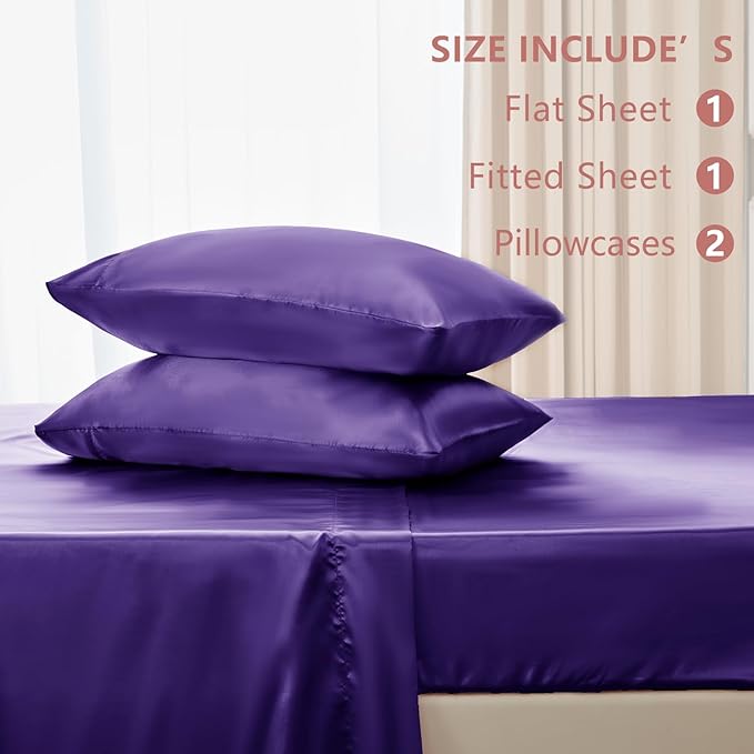 CozyLux Satin Sheets Queen Size Bed Set - Image 6