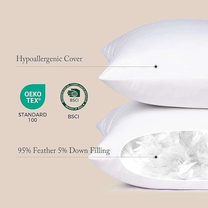 puredown® 22x22 Feather Down Pillow Inserts, 4 Pack Throw Pillow Inserts - Image 2