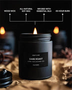 Craft & Kin Premium Dark Roast Coffee Candle | Black Scented Candles - Image 3