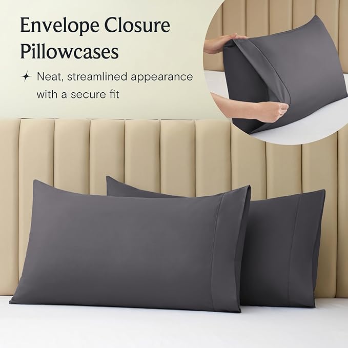 LuxClub 4 PC Full Size Sheet Set Sheets Deep Pockets 18" Wrinkle Free Cooling - Image 8