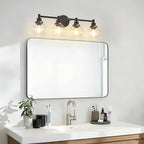 4-Light Bathroom Light Fixture Black Vanity Lights Over Mirror Modern Wall - Image 9