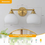 GoYeel Bathroom Vanity Light Fixtures, 2 Light Bathroom Lights Over Mirror - Image 3