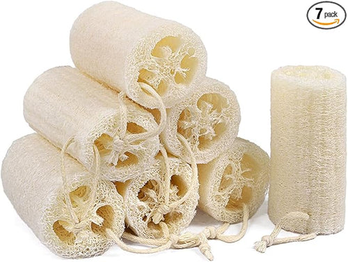 7 Pack Natural Loofah Body Scrubber Sponge, 5 Inches Organic Luffa by Createjoya