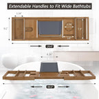 Domax Bathtub Caddy Tray Expandable Bamboo Bath Tub Tray - Image 3