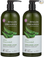 Avalon Organics Hand & Body Lotion, Aloe Unscented, 32 Oz- Pack of 2 by Avalon