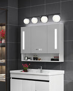 New Bathroom Vanity Light Fixtures Matte Black Milk White Globe Glass Shade 4 - Image 5