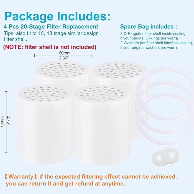 4 Pc Luxau 20 Stage Shower Filter Replacement Cartridge, Shower Head Filter - Image 2
