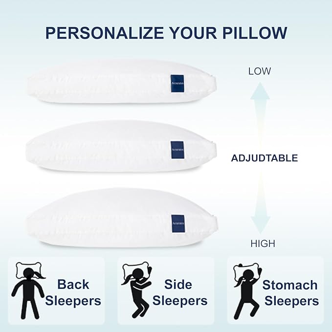 ACCURATEX Pillows Queen Size Set of 2, Hybrid Shredded Memory Foam Pillow - Image 4