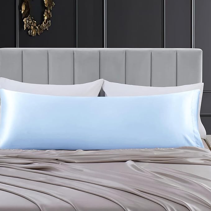 Aormenzy Satin Body Pillow Cover Set of 2, 20x54 Inches Baby Blue Body Pillow - Image 7