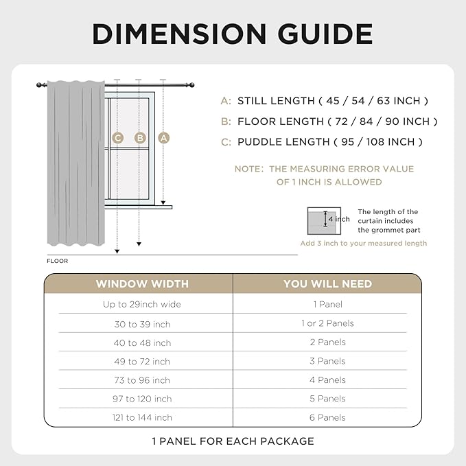 Joydeco Beige 100% Blackout Curtains 120 Inch 2 Panels, Luxury Thermal Beige - Image 9