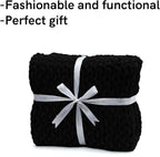 YnM Velvet Weighted Blanket, Handmade Chunky Knitted Design, Soft and Cozy - Image 4