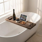 Hanobe Bathtub Tray Bath Caddy: Wood Tub Trays Table Extra Large Rustic Bathtub - Image 4