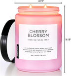 M&SENSE Large Cherry Blossom Scented Candle, 19.4oz Natural Soy Wax, 110-Hour - Image 10