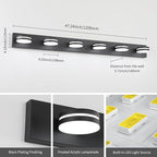 6-Light Bathroom Vanity Light Over Mirror, Matte Black LED Vanity Lighting - Image 4