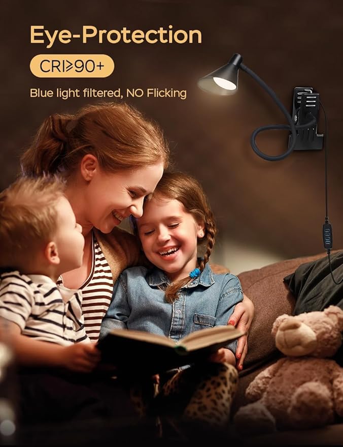 Clip on Light USB Reading Light, Eye Care Dimmable Reading Lamp 3 Color & 10 - Image 2