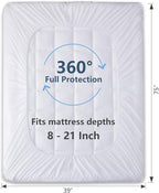CozyLux Twin Extra Long Size Mattress Pad Pillow Top Cotton Cooling Twin XL - Image 4