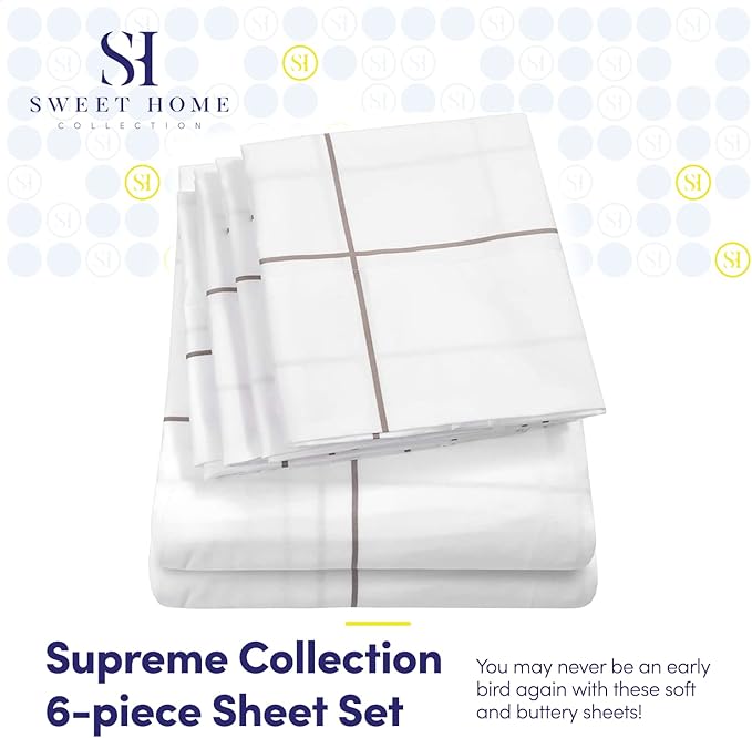 Queen Sheets Window Pane White - Image 2