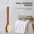 Wooden Bath Brush with Stiff Sisal Bristles Long Handle - Image 6