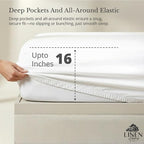 Linen Home 100% Cotton Percale Weave Fitted Sheet, Twin Size, Snow White - Image 2