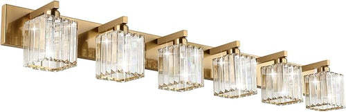 Aipsun Bathroom Vanity Light Brass Crystal Vanity Lighting Fixtures 6 Light by Aipsun