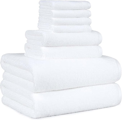 Amazon Basics 100% Cotton Soft Quick-Dry 8-Piece Towel Set, Bath Towels by AmazonBasics