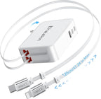 65W for MacBook Pro Charger, 5-in-1 Retractable Wall Charger Plug for iPhone 17 by HATALKIN