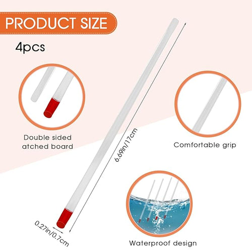 17cm Rubber Cuticle Pusher Cleaner, 4 Pieces Red Hard Rubber End Tipped Nail - Image 2