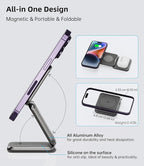 Foldable Magnetic Wireless Charger, KU XIU X40 Aluminum Alloy 3 in 1 Charging - Image 7
