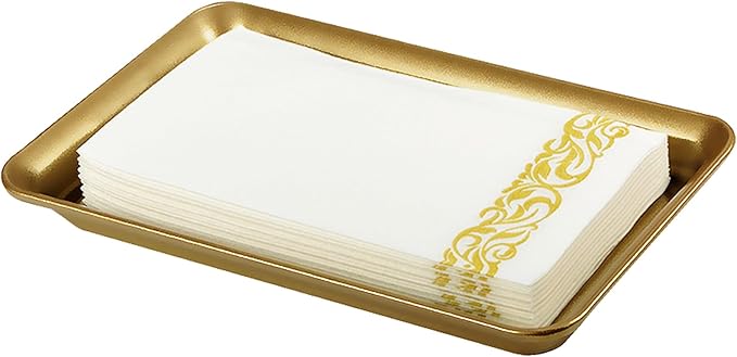 Vintage Farmhouse Decor Metal Vanity Tray, Countertop Guest Hand Towel Storage by SheeChung